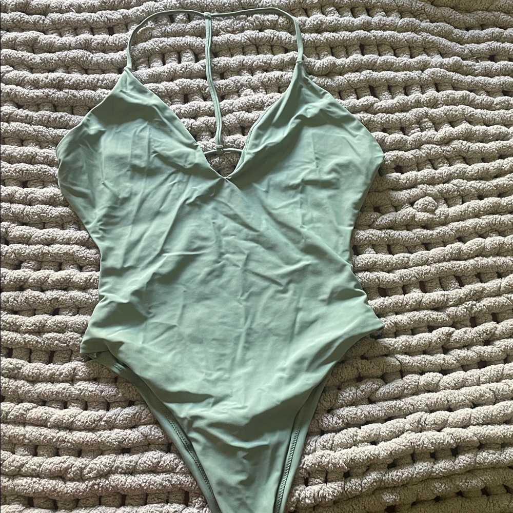 Sage Green Backless Swimsuit